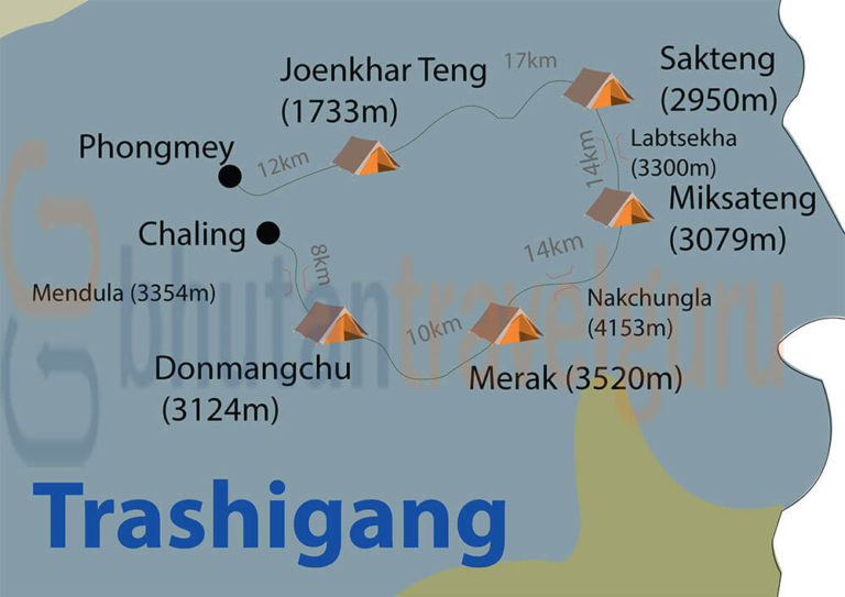 Merak Sakteng Trek Map